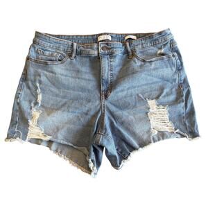 Sofia Vergara Lila Short Cut Off Denim Womens SIZE 16 Distressed Blue Raw Hem